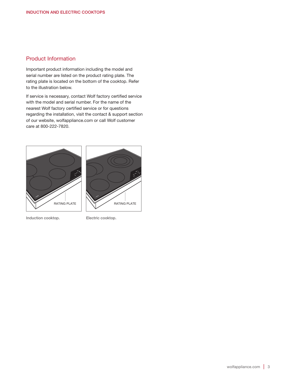 Product information | Wolf 15 Inch Transitional Induction Cooktop Installation Instructions User Manual | Page 3 / 32