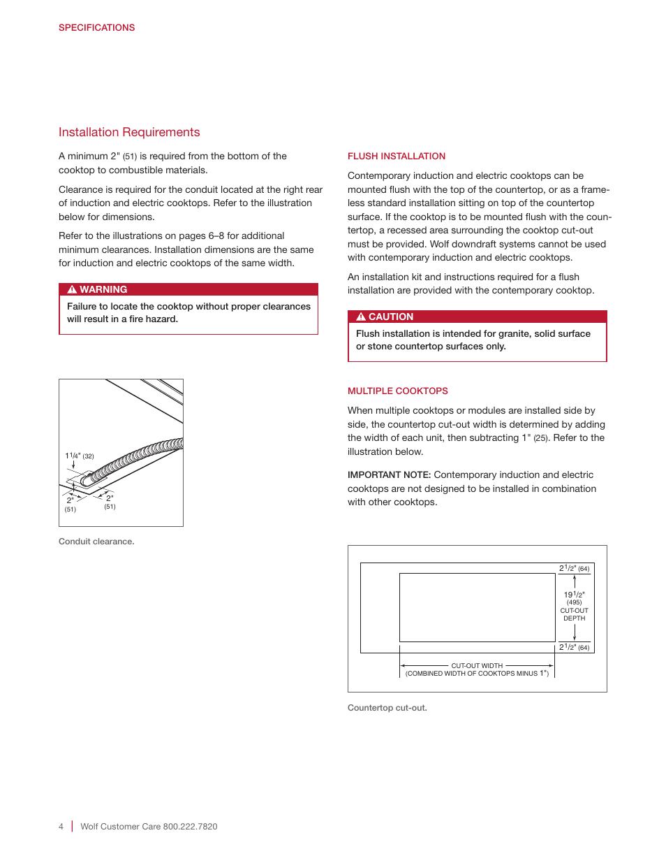 Installation requirements | Wolf 15 Inch Transitional Induction Cooktop Installation Instructions User Manual | Page 4 / 32