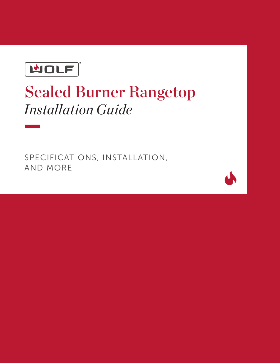 Wolf 36 Inch Pro-Style Gas Rangetop Installation Guide User Manual | 26 pages