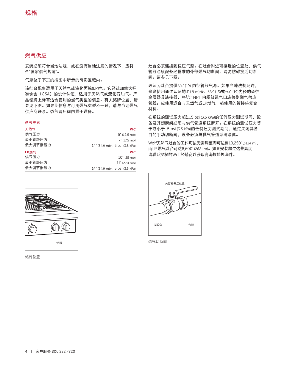 燃气供应 | Wolf 36 Inch Pro-Style Gas Rangetop Installation Guide User Manual | Page 22 / 26