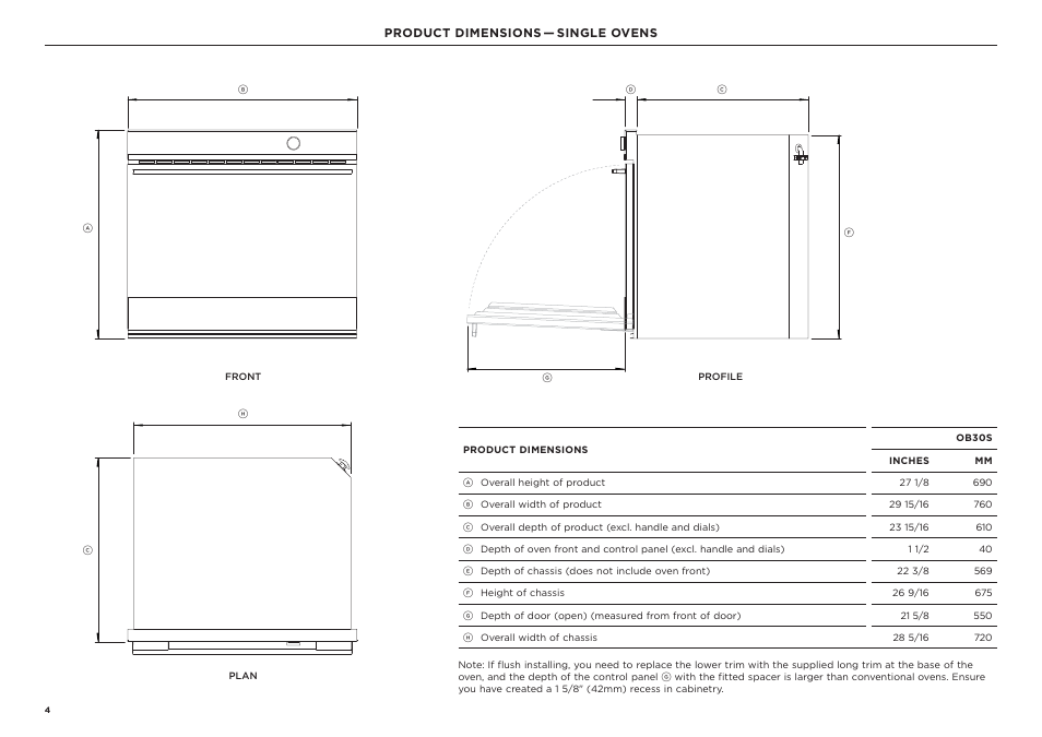 Fisher & Paykel Series 9 Professional Series 30 Inch Double Convection Smart Electric Wall Oven Installation Guide User Manual | Page 4 / 28