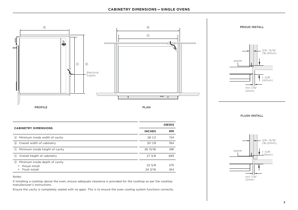 Fisher & Paykel Series 9 Professional Series 30 Inch Double Convection Smart Electric Wall Oven Installation Guide User Manual | Page 5 / 28