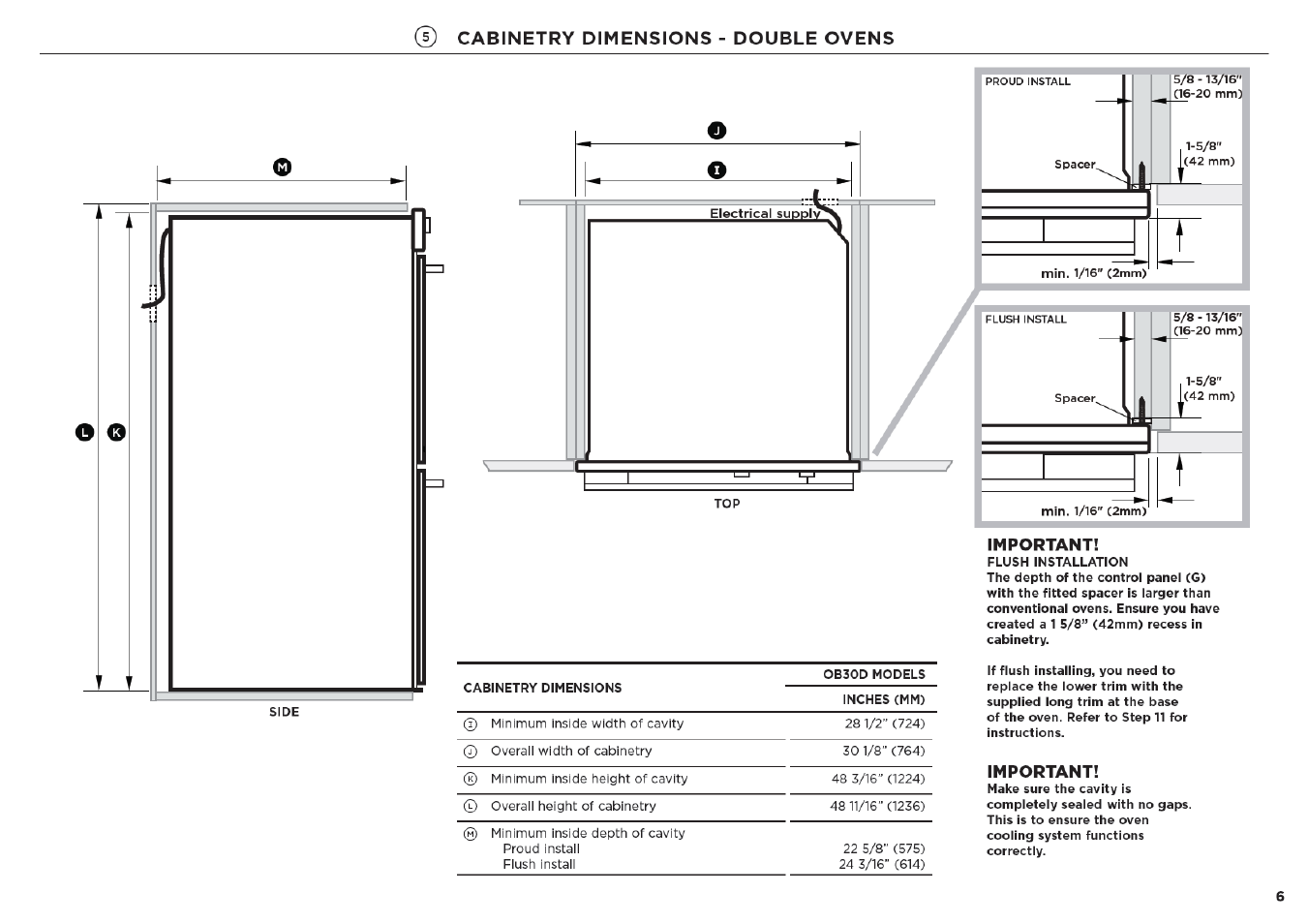 Fisher & Paykel Series 7 Contemporary Series 30 Inch Single Electric Wall Oven Installation Guide User Manual | Page 7 / 24