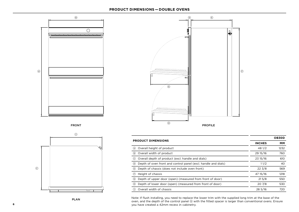Fisher & Paykel Series 9 Contemporary Series 30 Inch Single Convection Smart Electric Wall Oven Installation Guide User Manual | Page 6 / 28