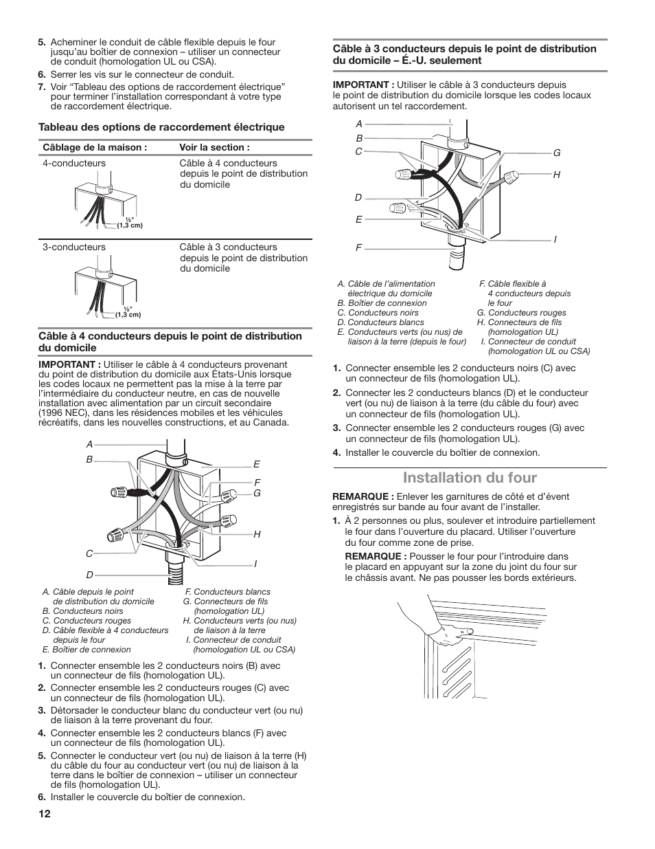 Installation du four | KITCHENAID 24 Inch Single Convection Electric Wall Oven Installation Instructions User Manual | Page 12 / 16