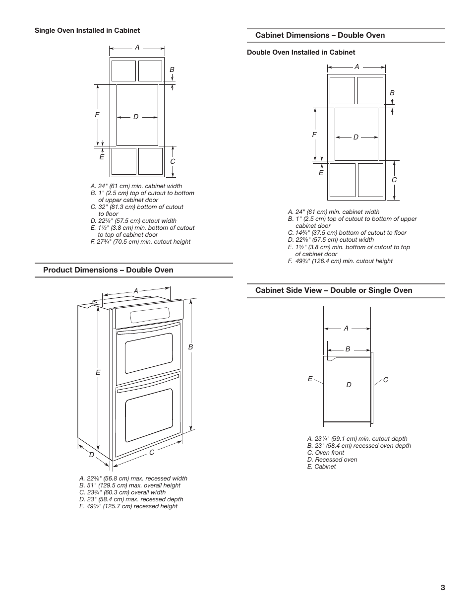 KITCHENAID 24 Inch Single Convection Electric Wall Oven Installation Instructions User Manual | Page 3 / 16