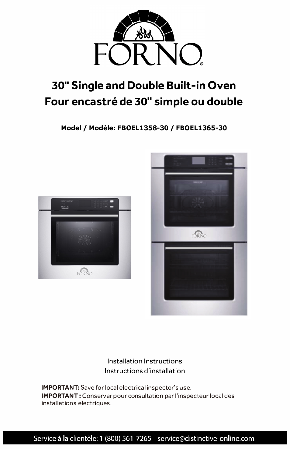 Forno 30 Inch Single Electric Wall Oven Installation Guide User Manual | 35 pages