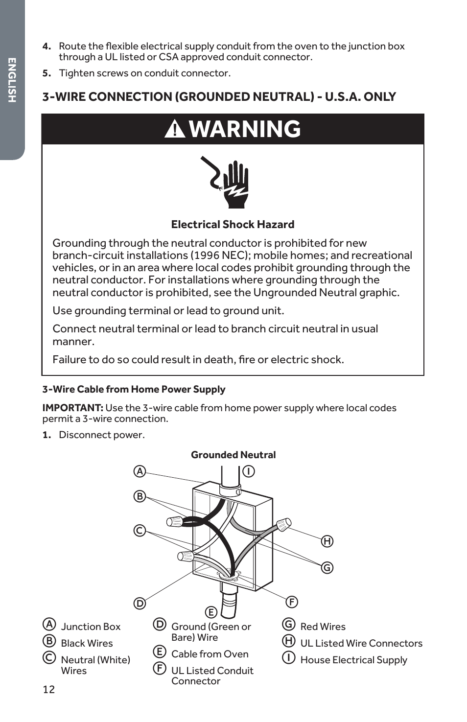 Warning | Forno 30 Inch Single Electric Wall Oven Installation Guide User Manual | Page 13 / 35