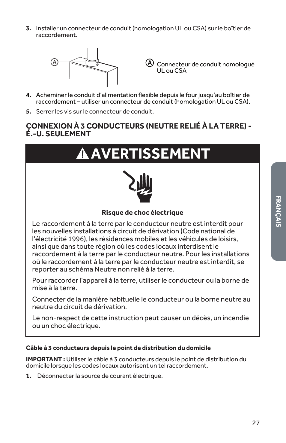 Avertissement | Forno 30 Inch Single Electric Wall Oven Installation Guide User Manual | Page 28 / 35