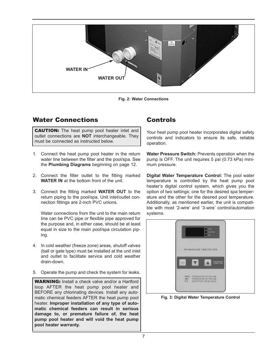 Water connections, Controls | Energy Tech Laboratories 5358 User Manual | Page 7 / 20