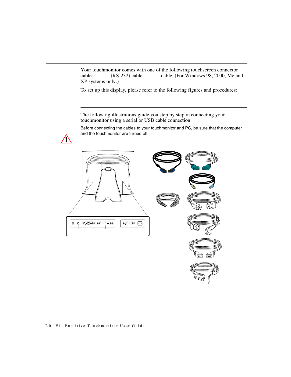 Touch interface connection, Serial or usb connection | Elo TouchSystems 1825L User Manual | Page 10 / 49