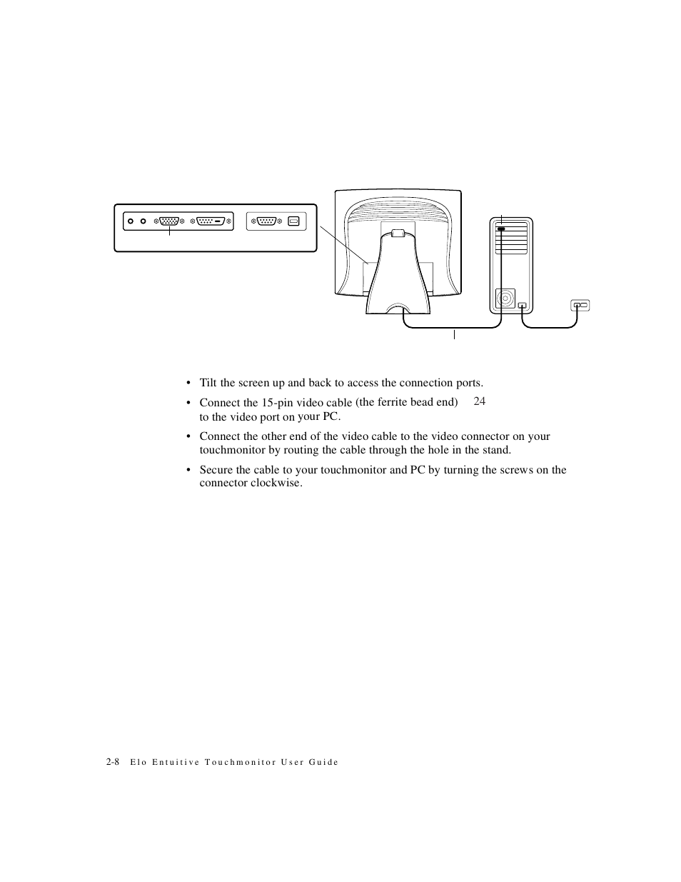 Step 2-connecting the video cable | Elo TouchSystems 1825L User Manual | Page 12 / 49