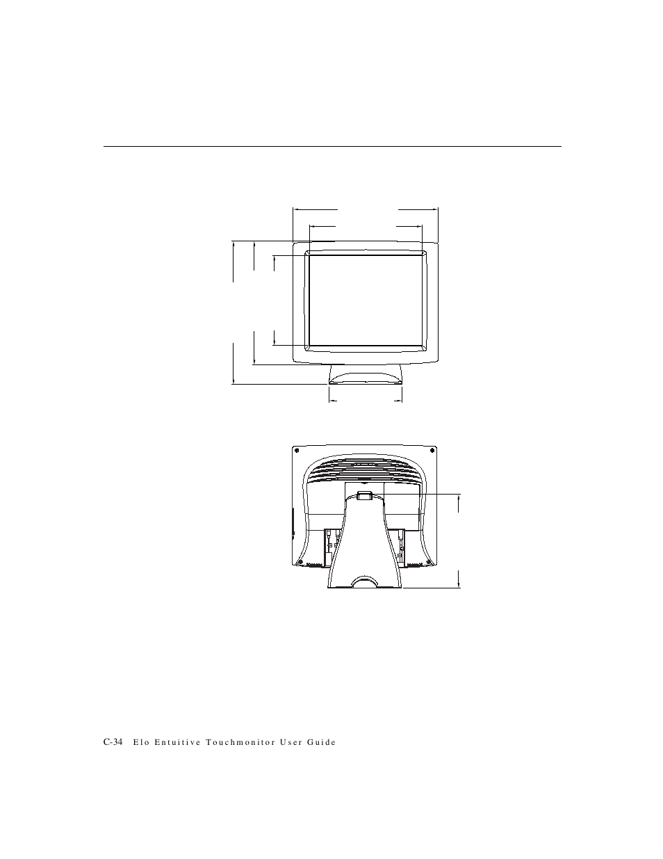 1" lcd touchmonitor (et182xl-xxwc-x) dimensions | Elo TouchSystems 1825L User Manual | Page 38 / 49