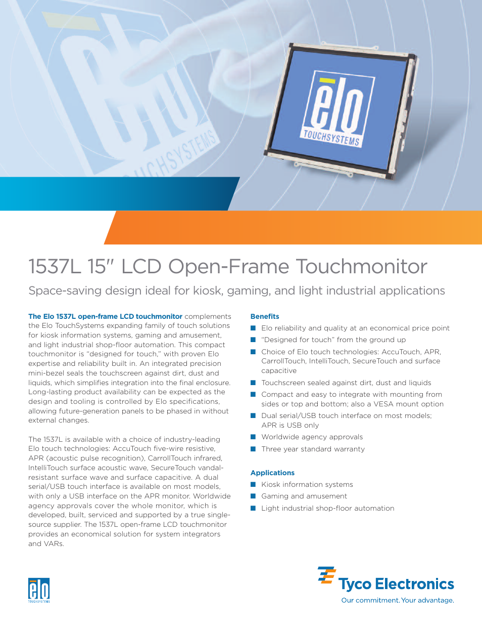 Elo TouchSystems Elo 1000 Series 1537L User Manual | 2 pages