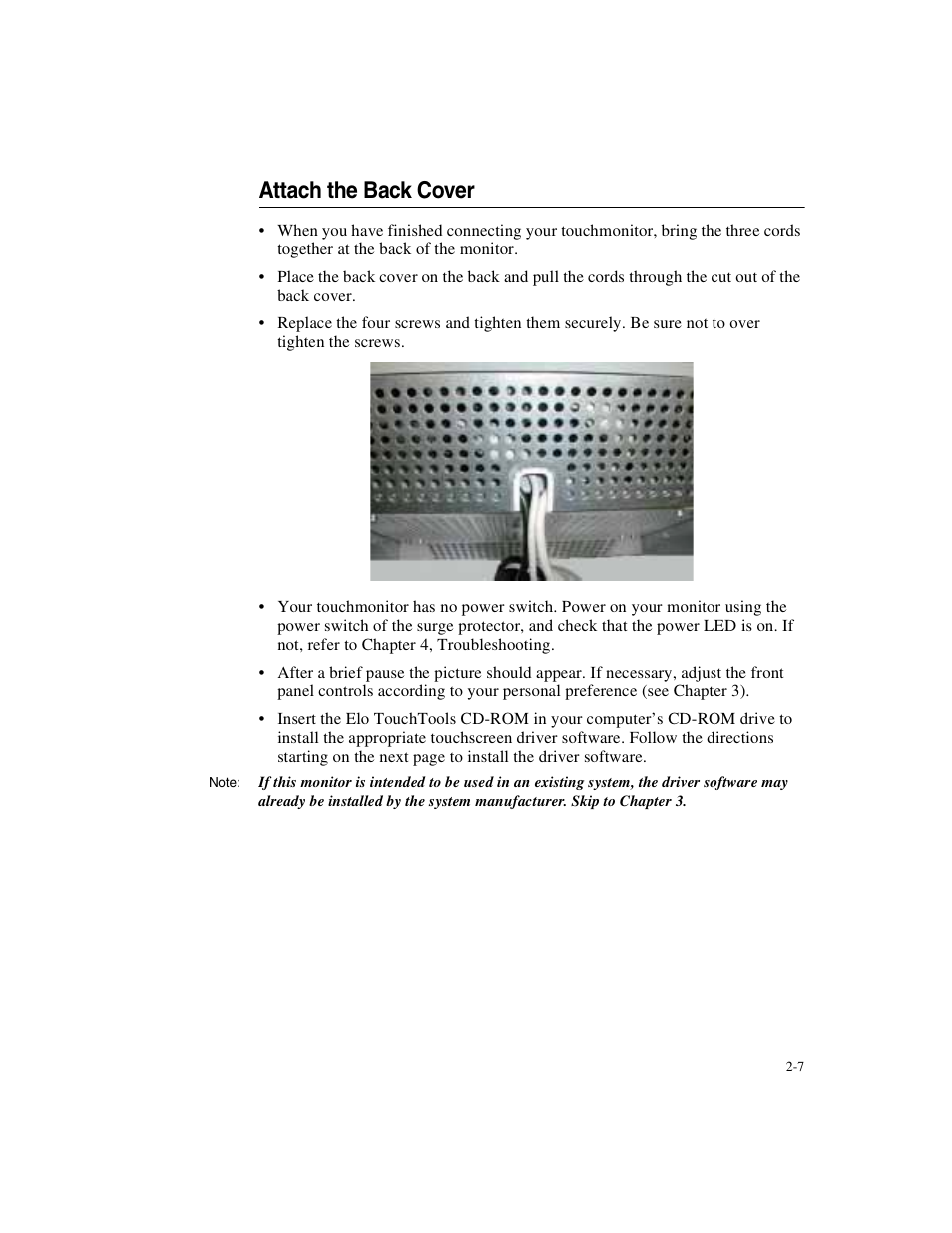 Attach the back cover | Elo TouchSystems ET1X45C-4SWE-1 User Manual | Page 11 / 39