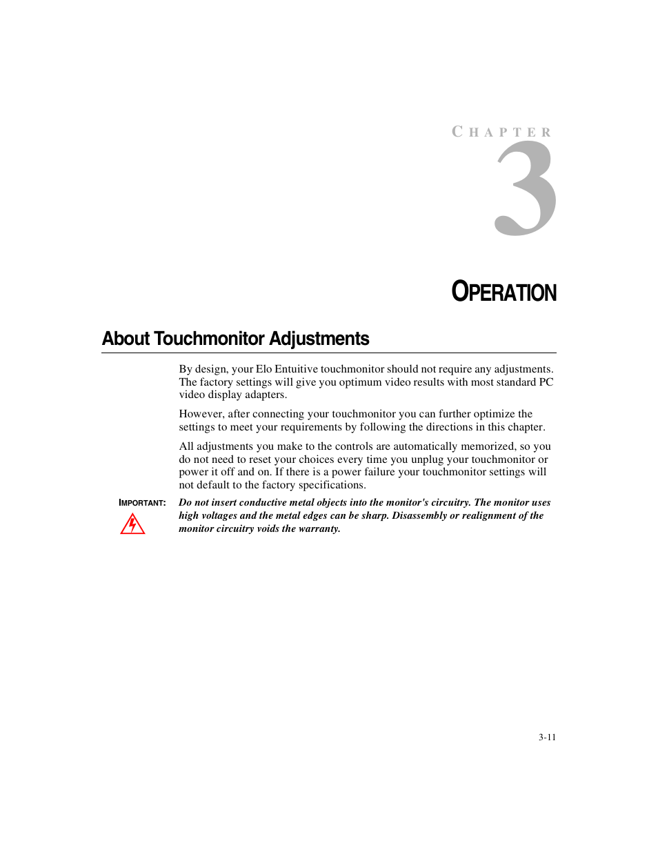 Peration | Elo TouchSystems ET1X45C-4SWE-1 User Manual | Page 15 / 39