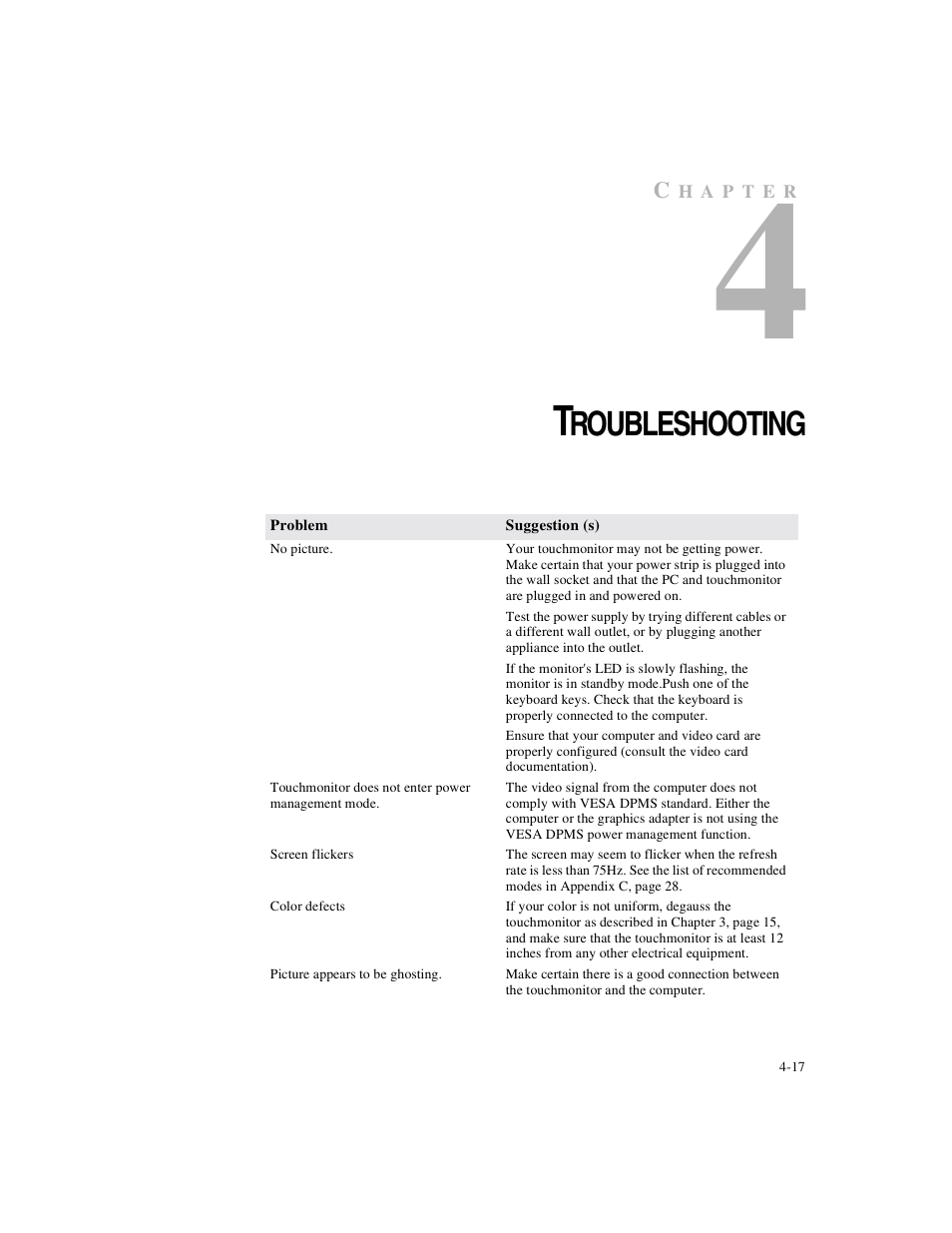 Roubleshooting | Elo TouchSystems ET1X45C-4SWE-1 User Manual | Page 21 / 39