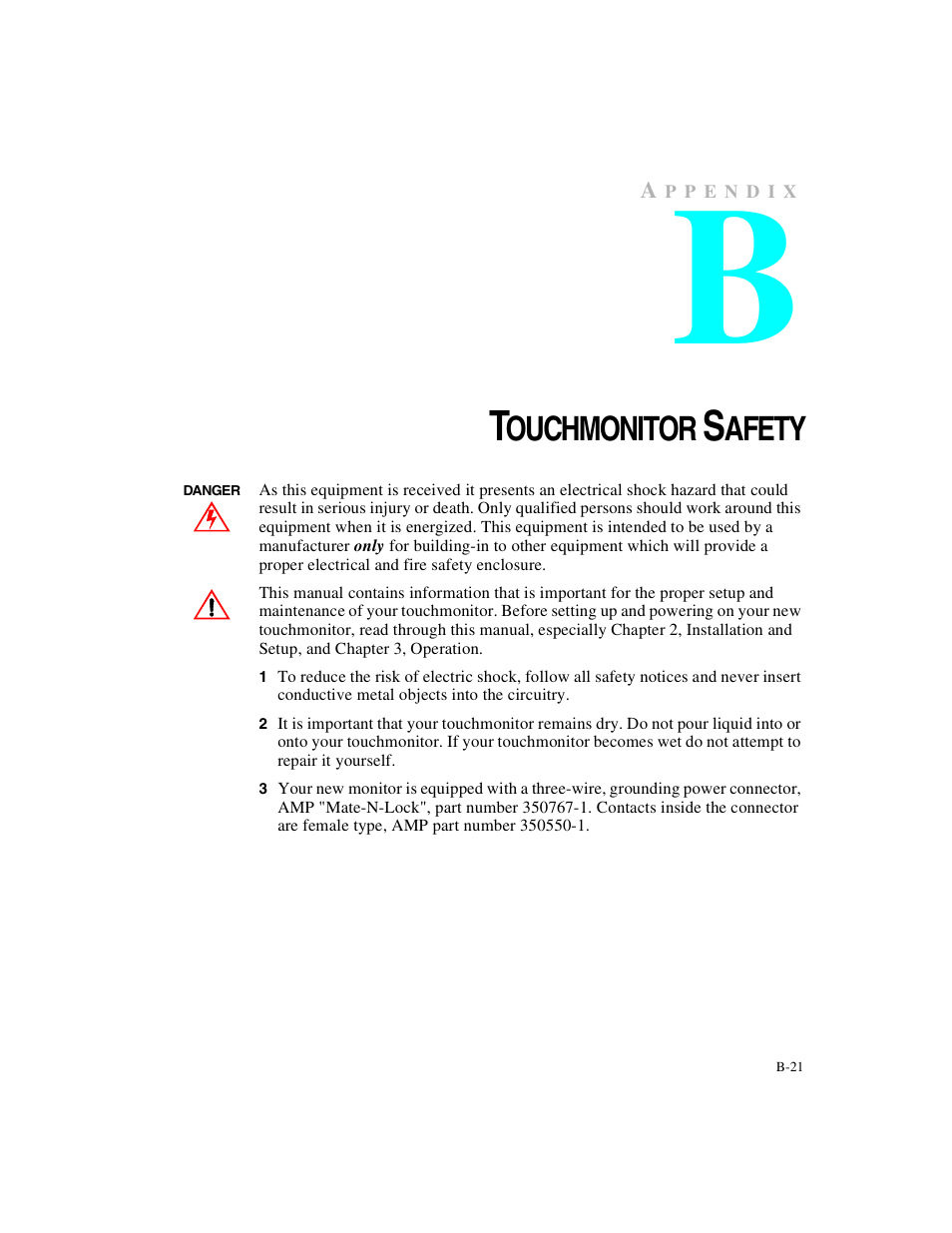 Ouchmonitor, Afety | Elo TouchSystems ET1X45C-4SWE-1 User Manual | Page 25 / 39