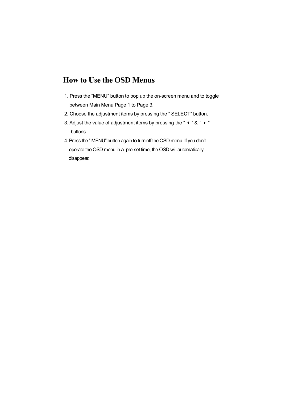 How to use the osd menus | Elo TouchSystems 1200L User Manual | Page 11 / 27