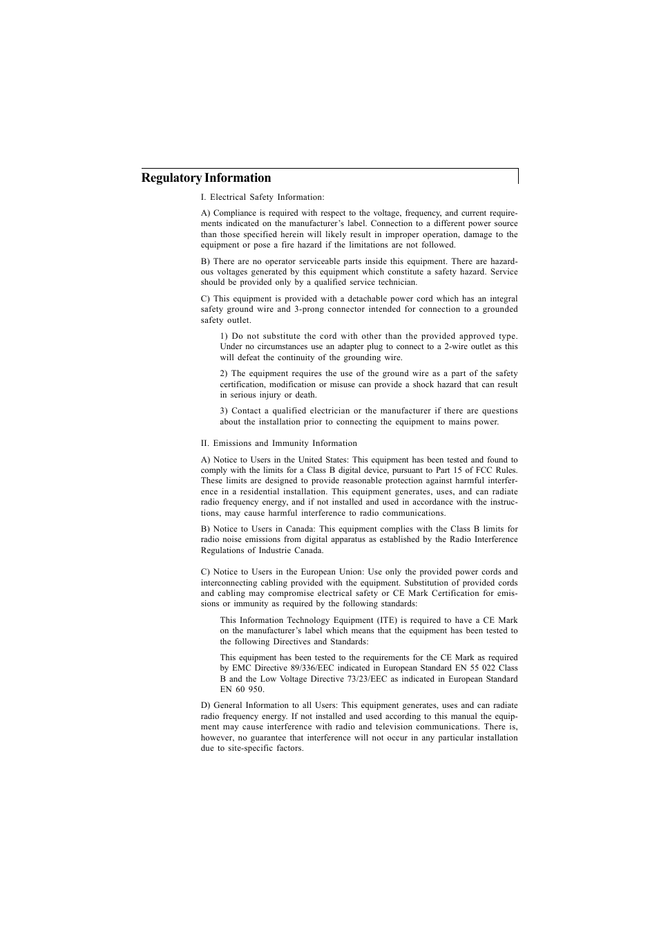 Regulatory information | Elo TouchSystems 1200L User Manual | Page 24 / 27