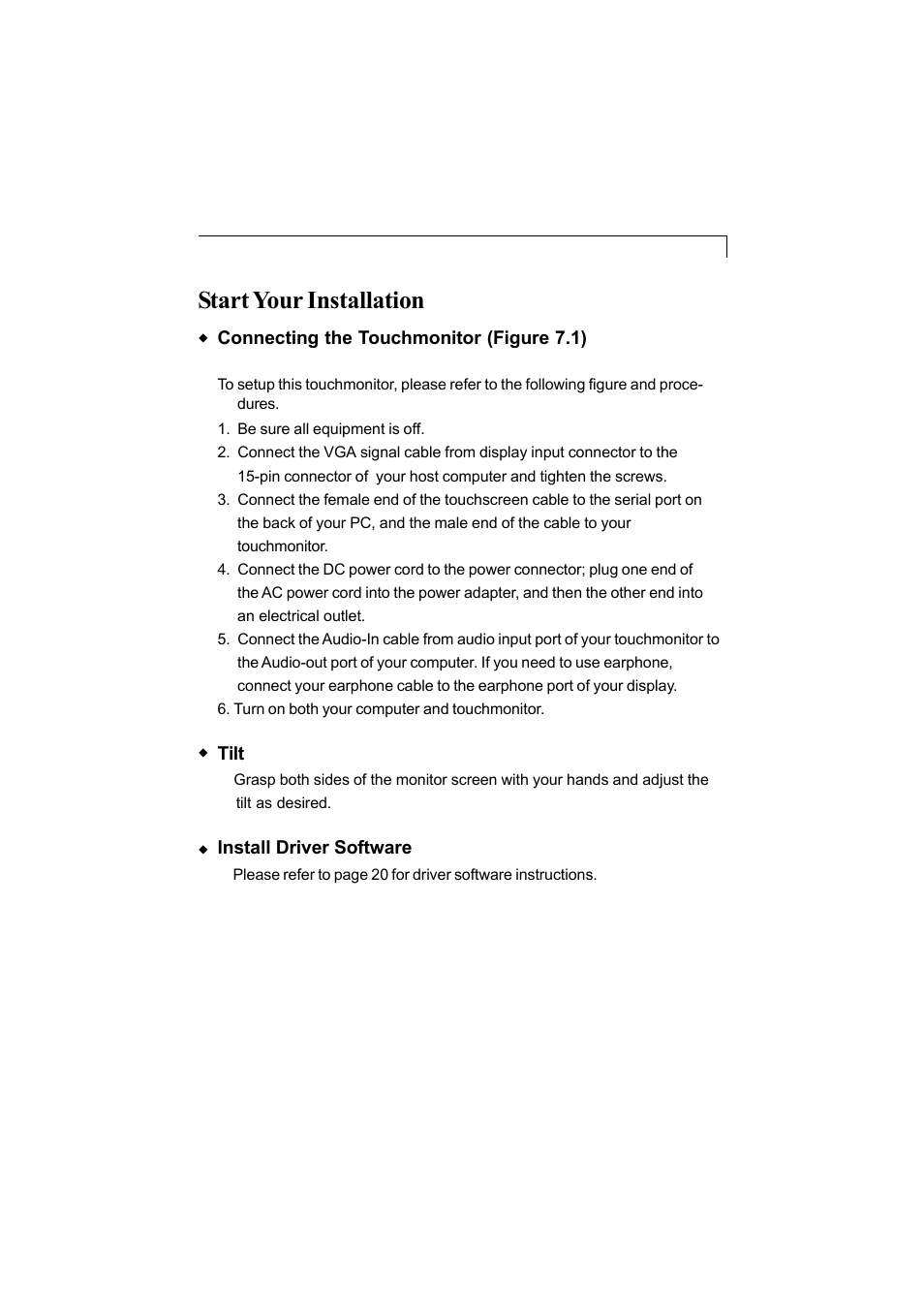 Start your installation | Elo TouchSystems 1200L User Manual | Page 8 / 27