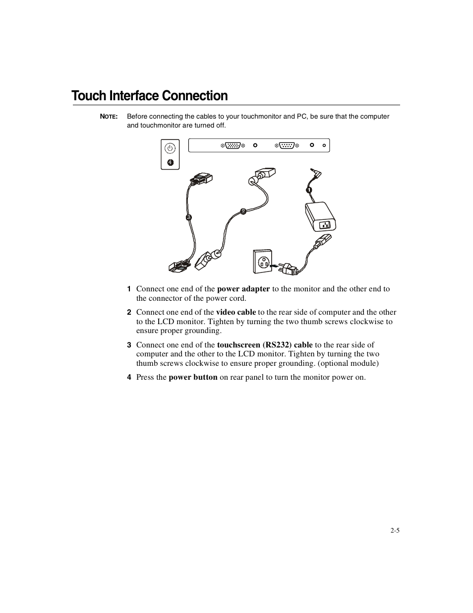 Touch interface connection | Elo TouchSystems 1247L User Manual | Page 10 / 44