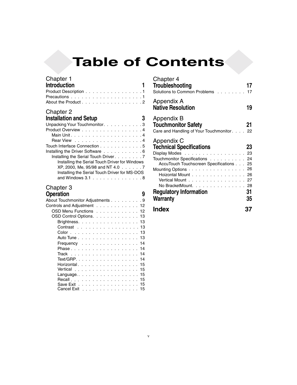 Elo TouchSystems 1247L User Manual | Page 5 / 44