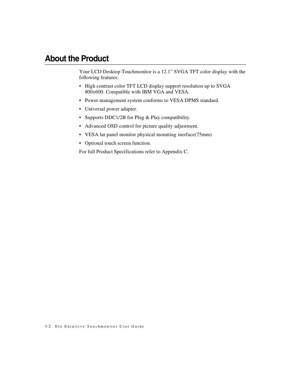 About the product | Elo TouchSystems 1247L User Manual | Page 7 / 44