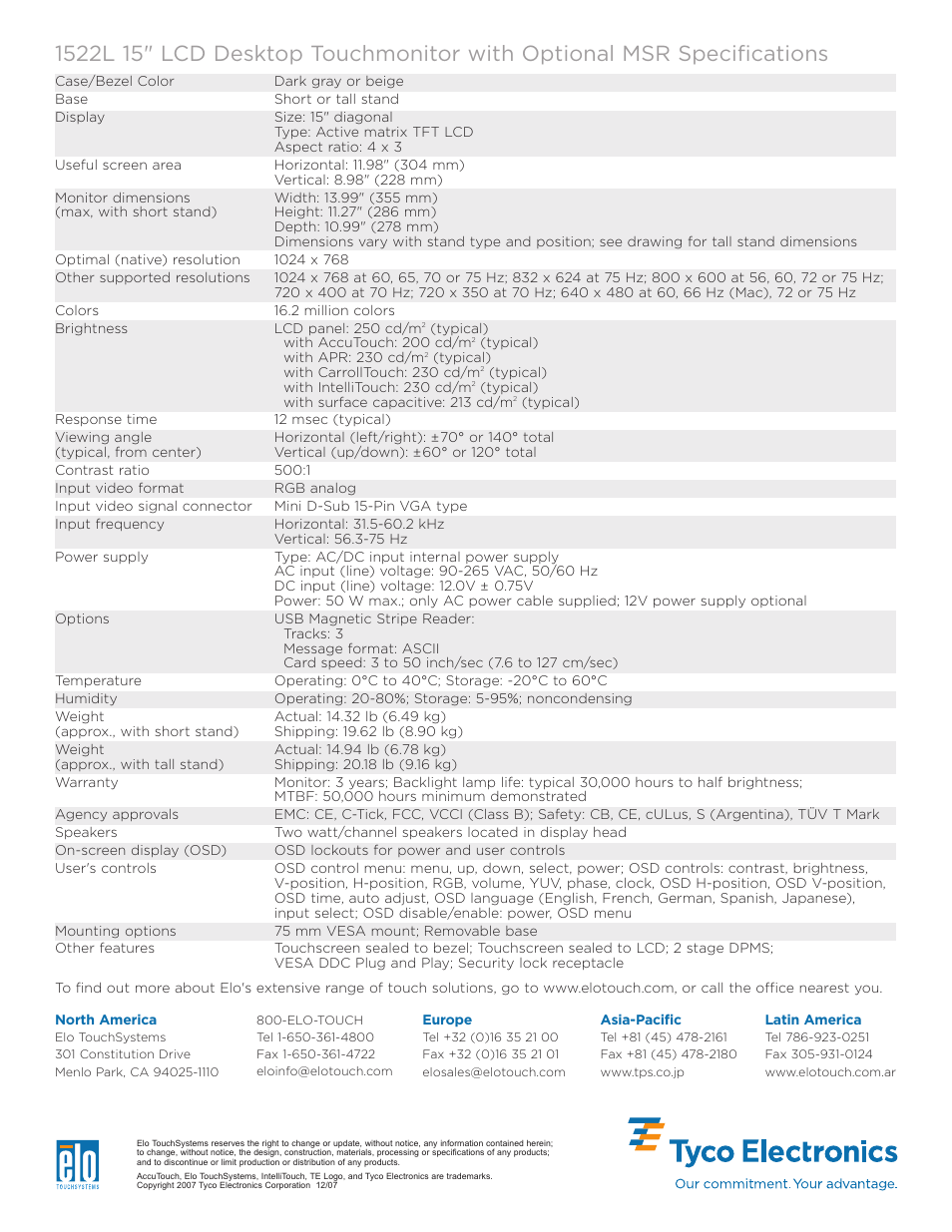 Elo TouchSystems Elo Entuitive 3000 Series 1522L User Manual | Page 2 / 2