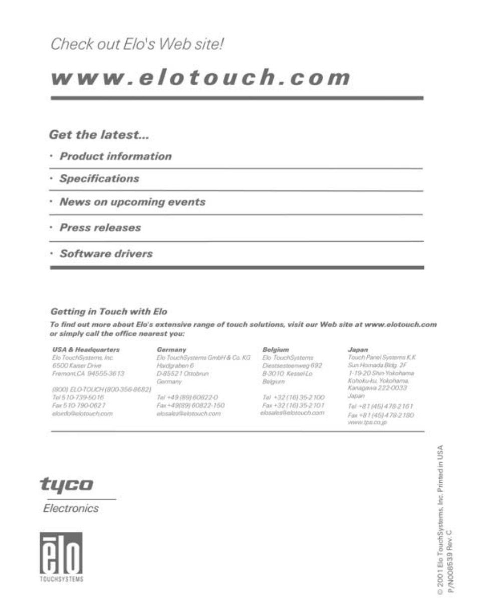 Elo TouchSystems 1228L User Manual | Page 28 / 28