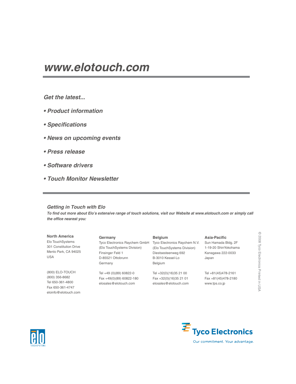 Elo TouchSystems Elo Entuitive 3000 Series 2240L User Manual | Page 39 / 39