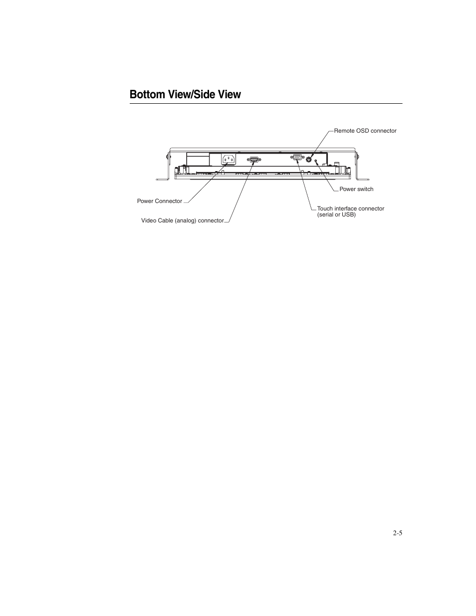 Bottom view/side view | Elo TouchSystems ET1546L-XXWA-X User Manual | Page 10 / 53