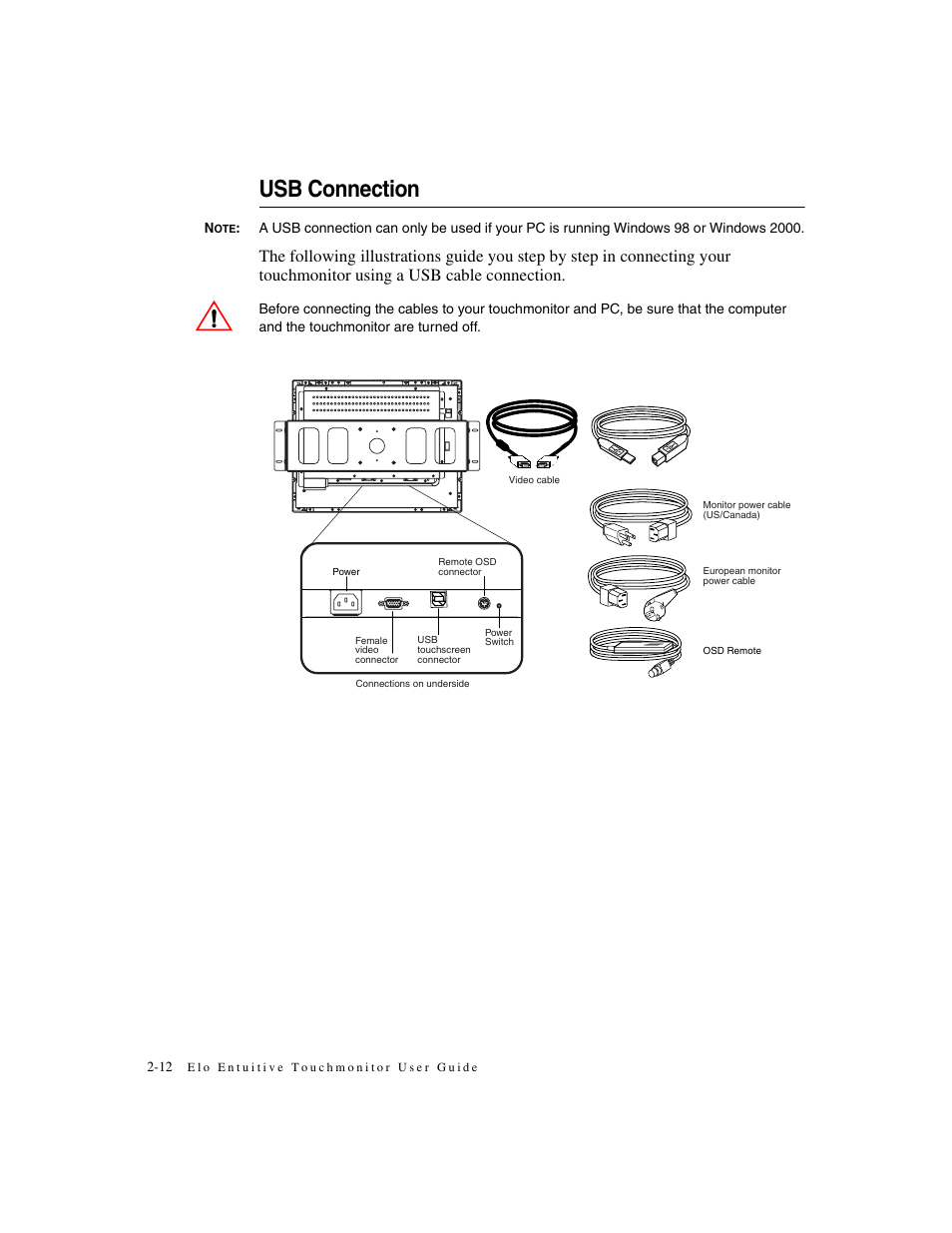 Usb connection | Elo TouchSystems ET1546L-XXWA-X User Manual | Page 17 / 53