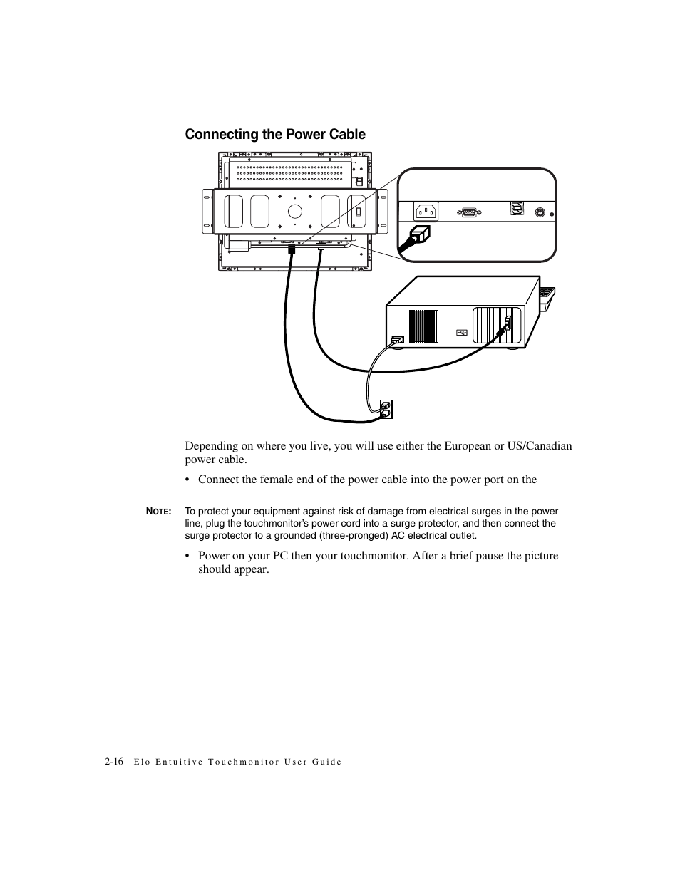 Connecting the power cable | Elo TouchSystems ET1546L-XXWA-X User Manual | Page 21 / 53