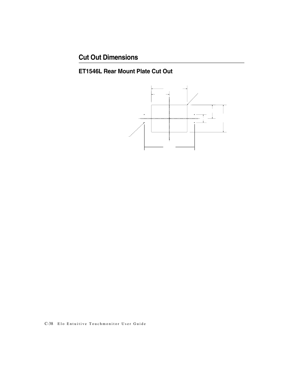 Cut out dimensions, Et1546l rear mount plate cut out | Elo TouchSystems ET1546L-XXWA-X User Manual | Page 43 / 53