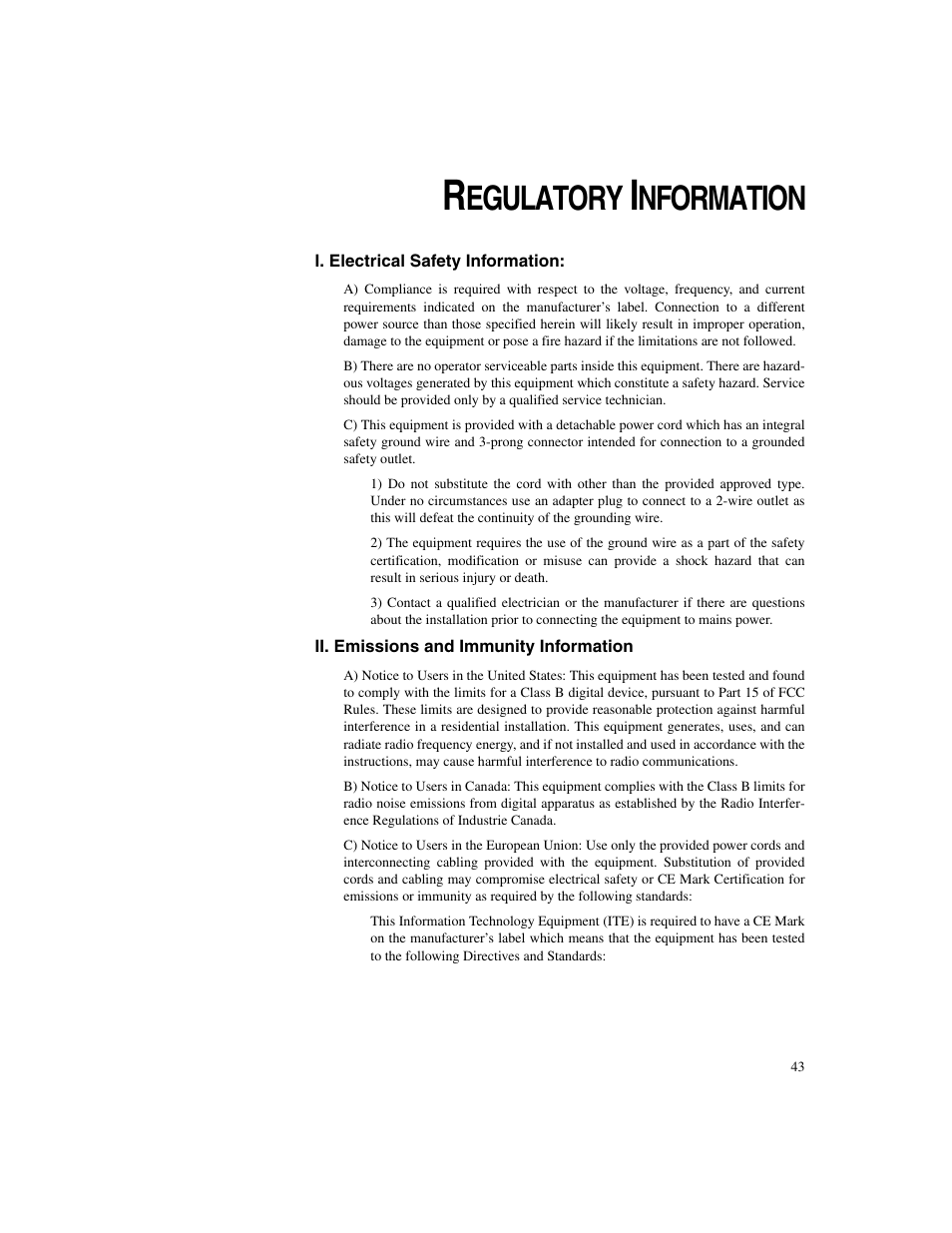 Egulatory, Nformation | Elo TouchSystems ET1546L-XXWA-X User Manual | Page 48 / 53