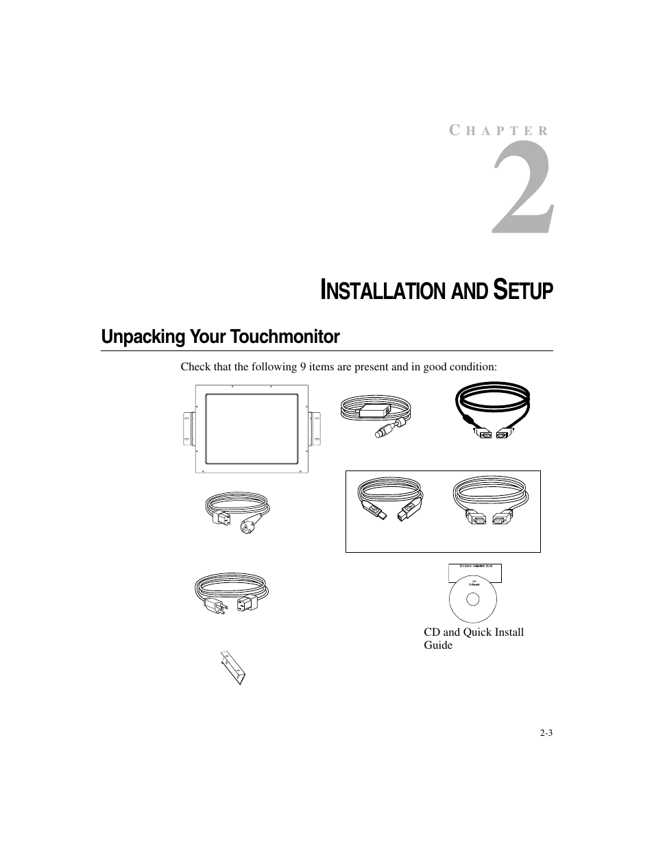 Nstallation, Etup, Unpacking your touchmonitor | Elo TouchSystems ET1546L-XXWA-X User Manual | Page 8 / 53