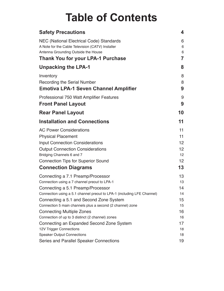 Emotiva LPA-1 User Manual | Page 2 / 26