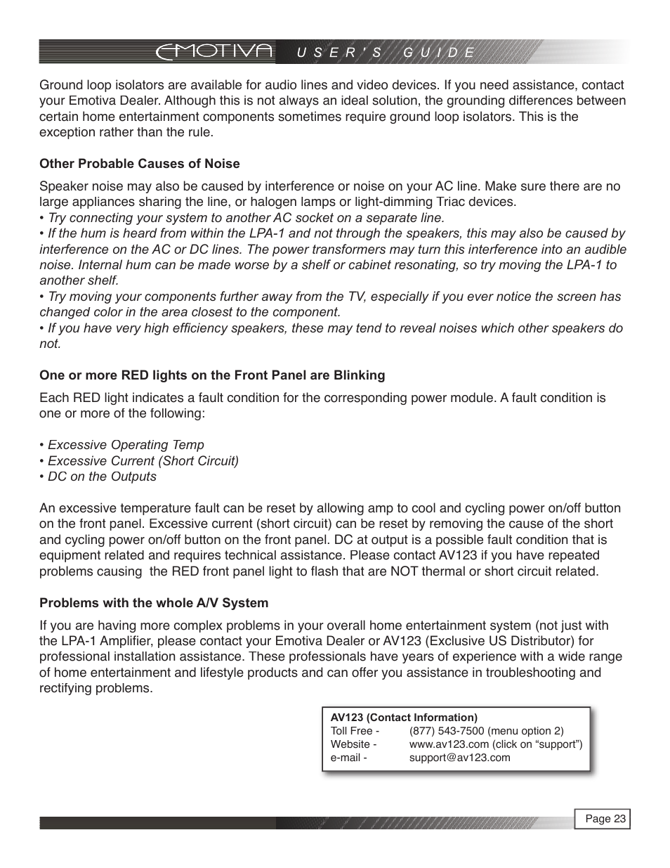 Emotiva LPA-1 User Manual | Page 23 / 26