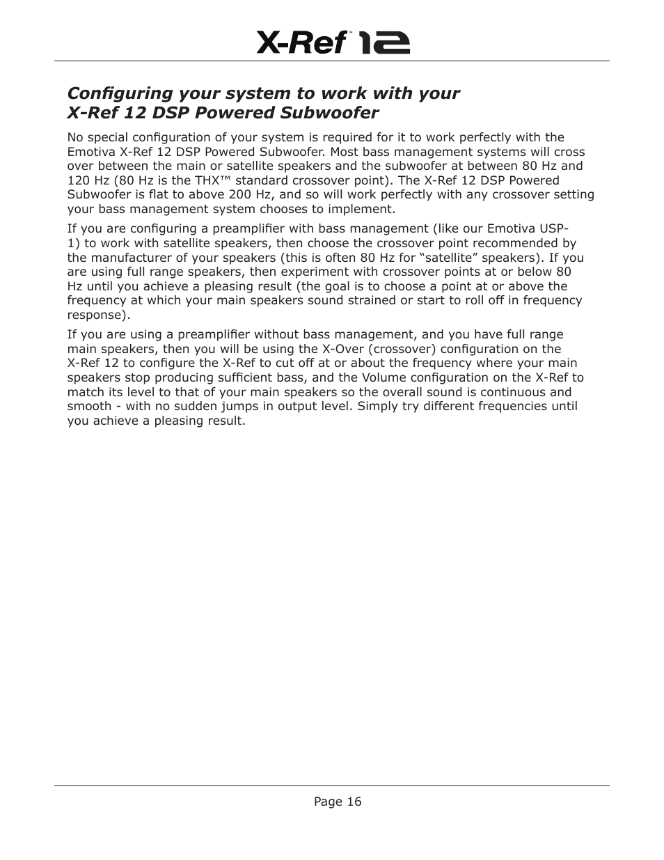 Emotiva X-Ref 12 User Manual | Page 20 / 32