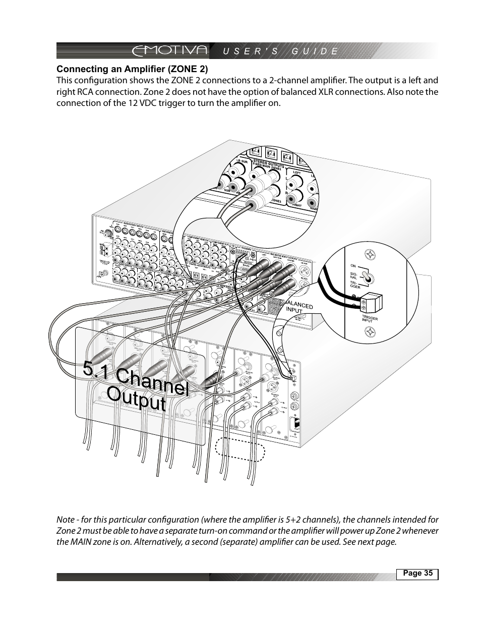 Connecting an amplifier (zone 2) | Emotiva DMC-1 User Manual | Page 35 / 96