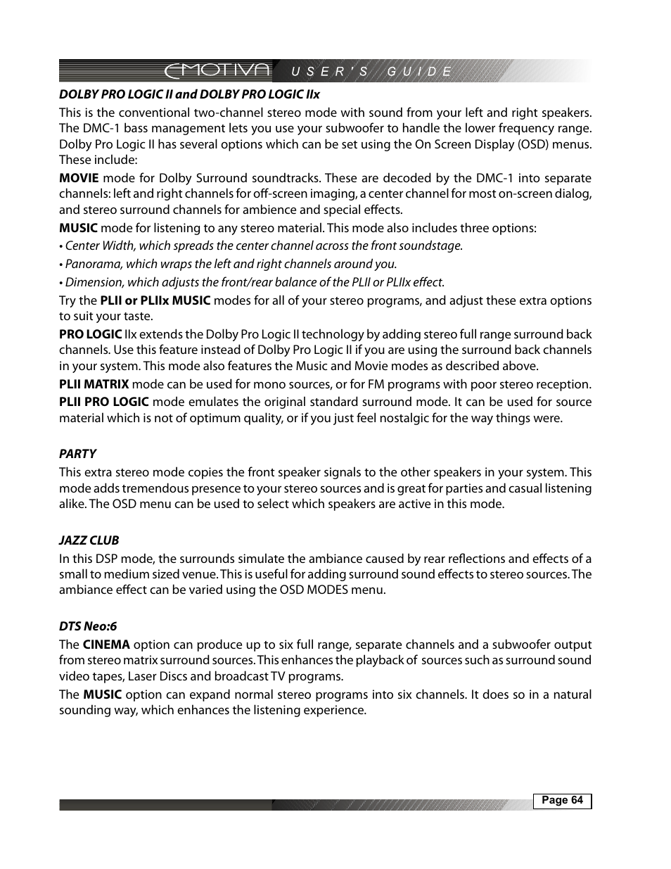 Emotiva DMC-1 User Manual | Page 64 / 96