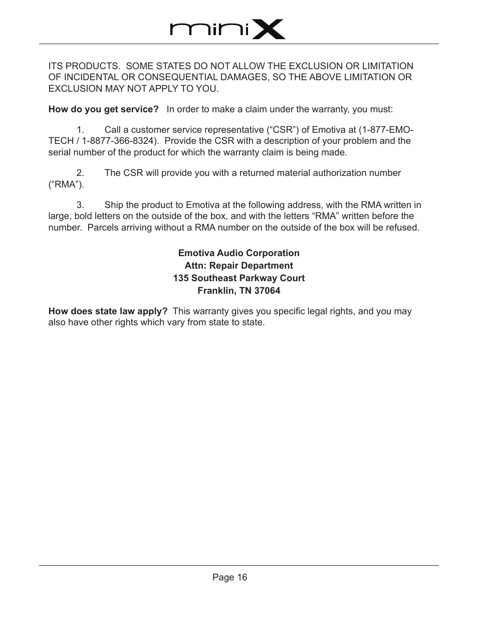 Emotiva A-100 User Manual | Page 20 / 24