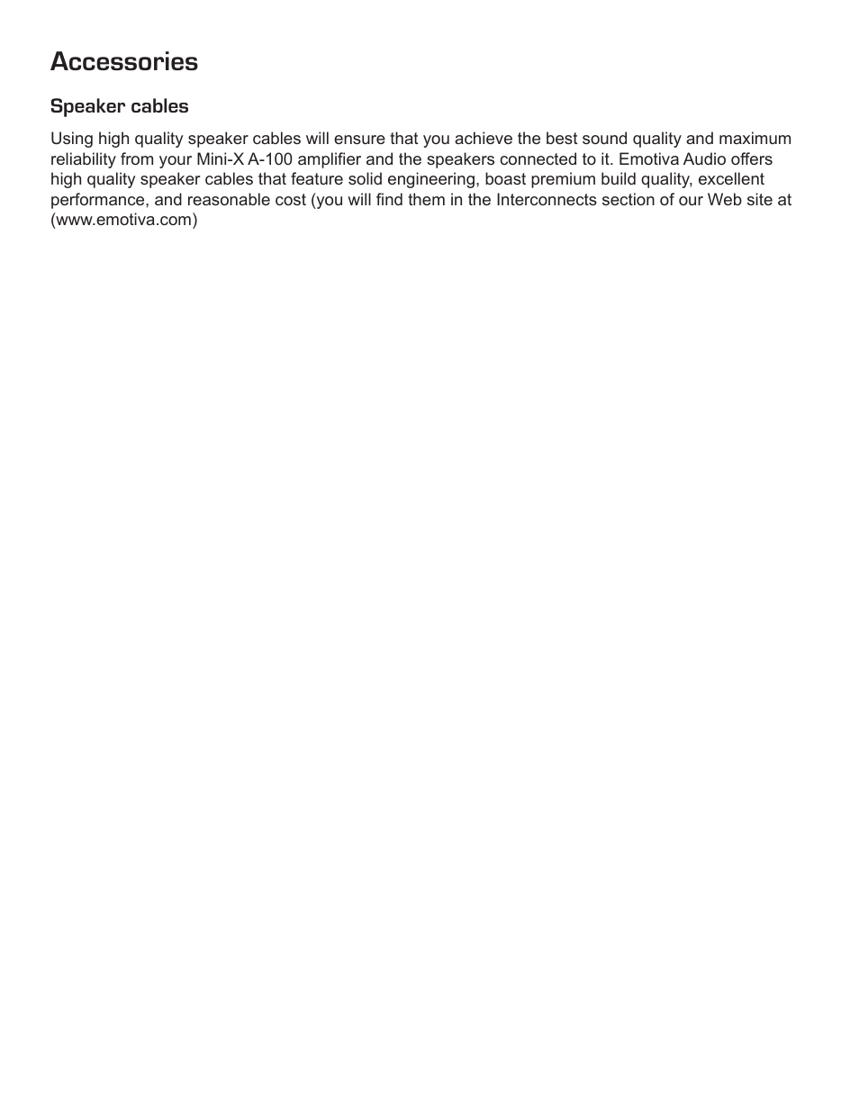 Accessories | Emotiva A-100 User Manual | Page 22 / 24