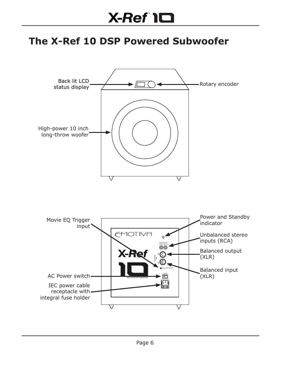The x-ref 10 dsp powered subwoofer | Emotiva X-Ref 10 User Manual | Page 10 / 32