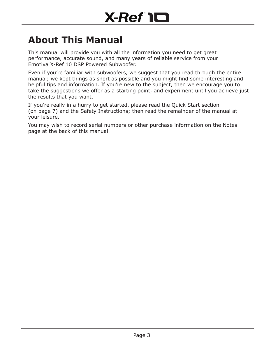 About this manual | Emotiva X-Ref 10 User Manual | Page 7 / 32