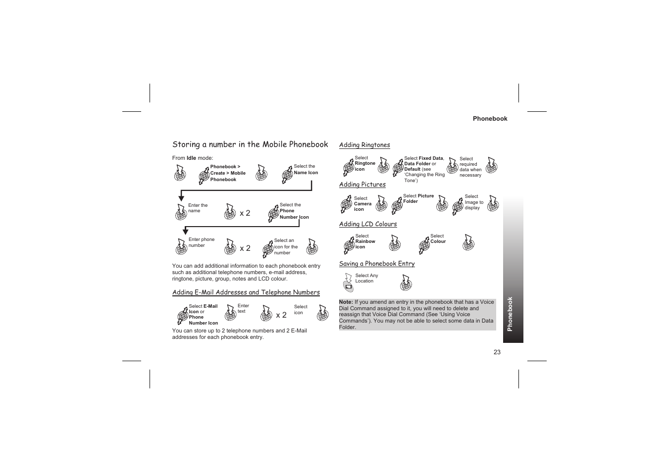Browsing the phonebook 24, Retrieving a number 24, Storing a number in the mobile phonebook | Panasonic GD87 User Manual | Page 21 / 114