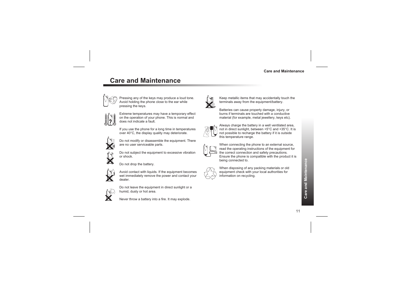 Getting to know your phone 12, Care and maintenance | Panasonic GD87 User Manual | Page 9 / 114