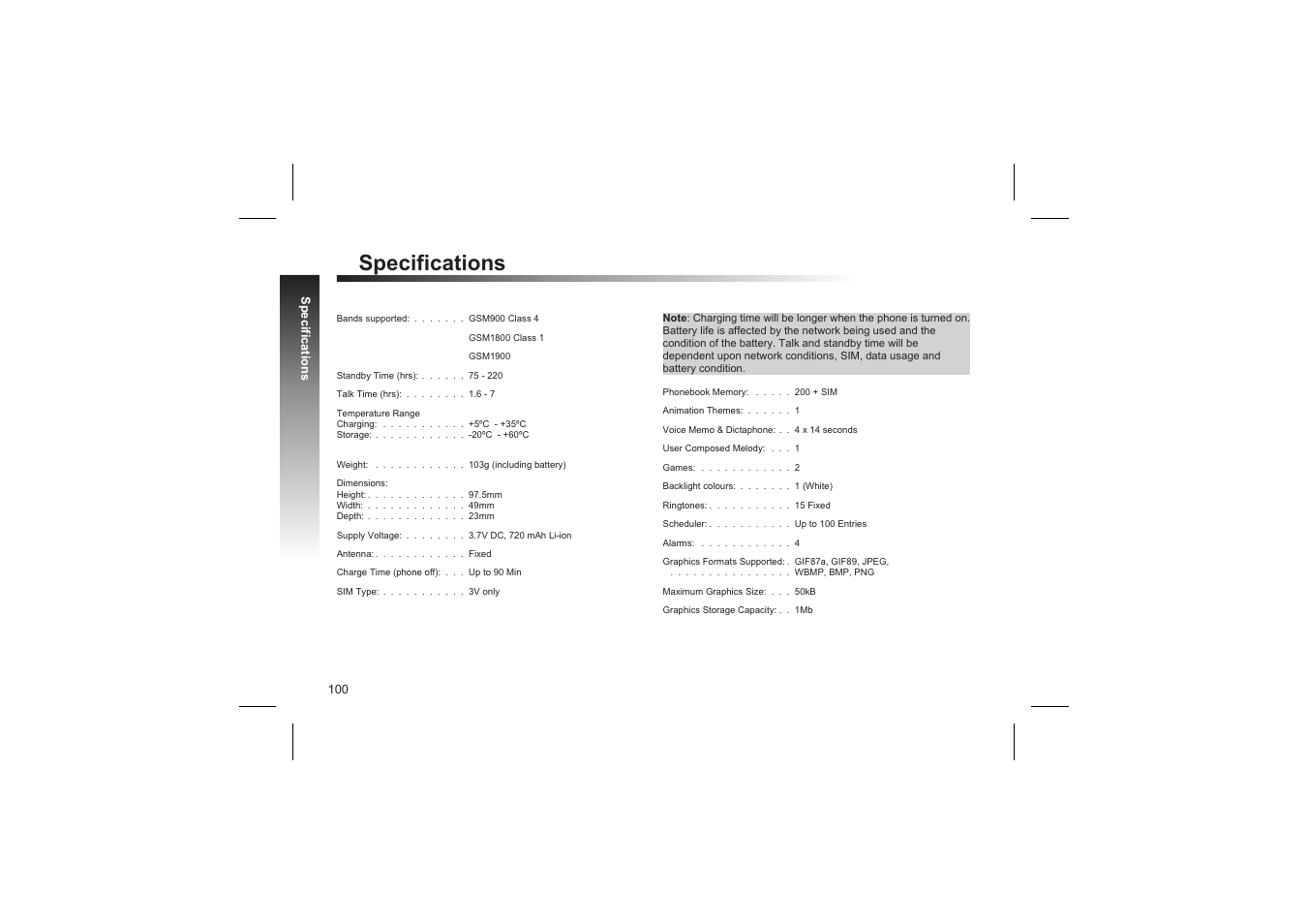 Eu warranty 101, Specifications | Panasonic GD87 User Manual | Page 98 / 114