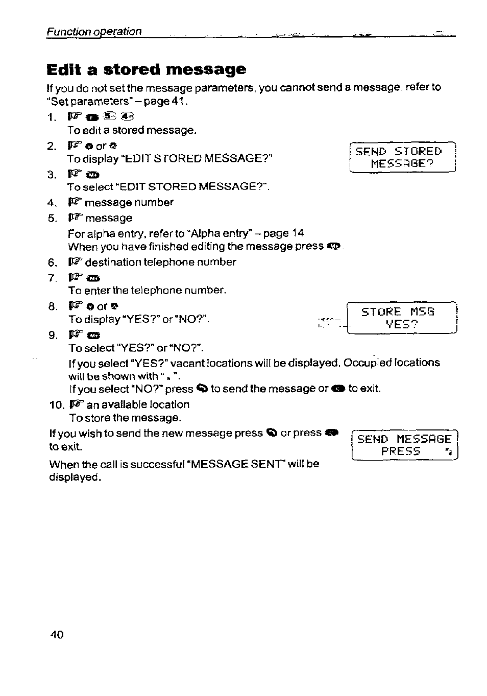 Edit a stored message | Panasonic G350 User Manual | Page 44 / 68
